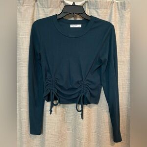 Teal crop top, pinched sides